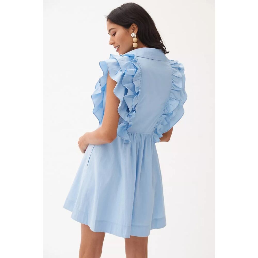 New Anthropologie Maeve Ruffled Button-Front Mini Dress Size 16W - Picture 2 of 7